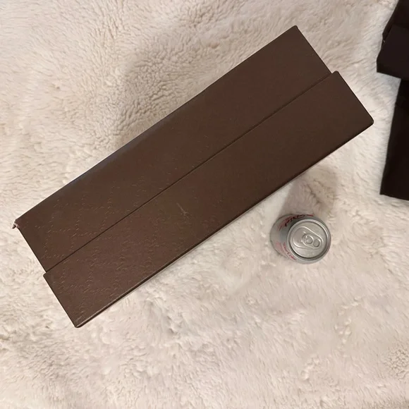 Authentic Gucci GG Logo Embossed Dark Brown Medium Gift Box, Tissue Paper & Bag